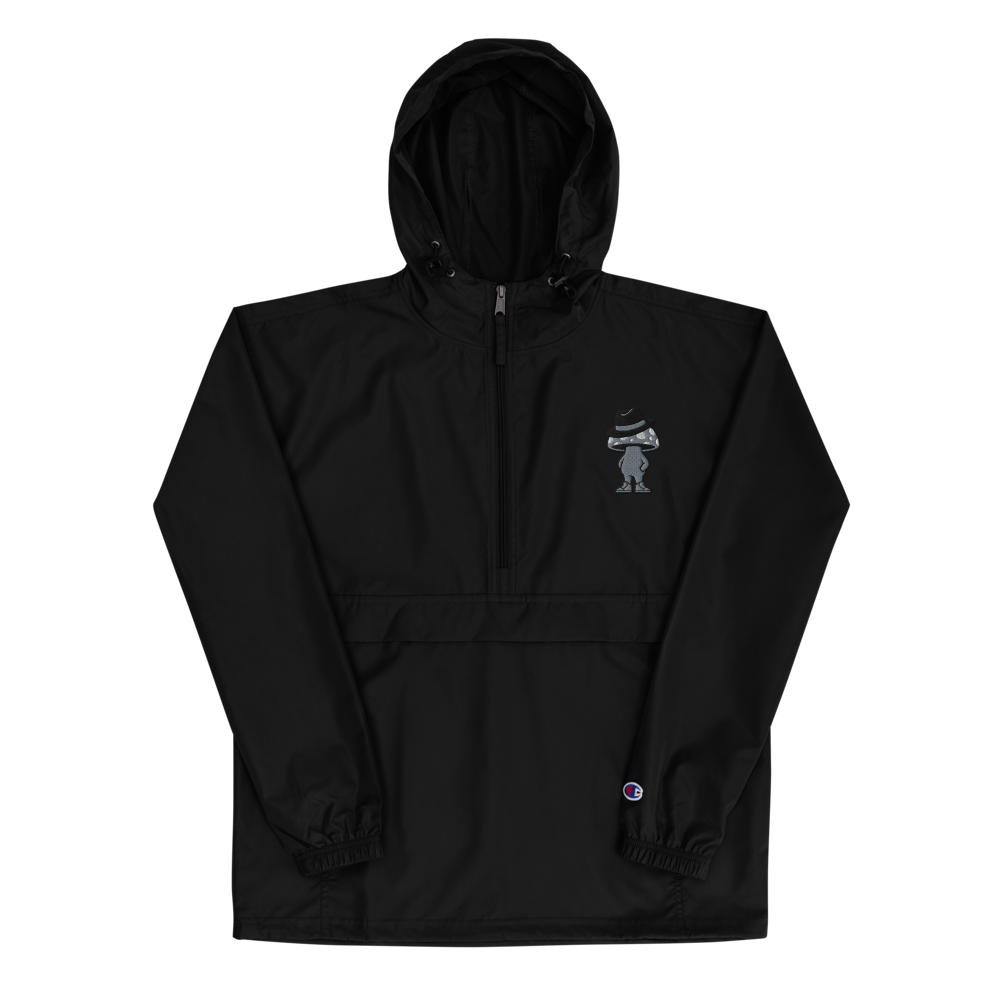 SOVR Mushroom Embroidered Champion Packable Anorak — Black