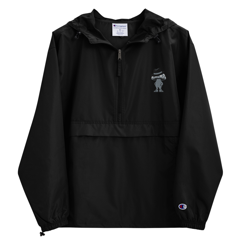 SOVR Mushroom Embroidered Champion Packable Anorak — Black