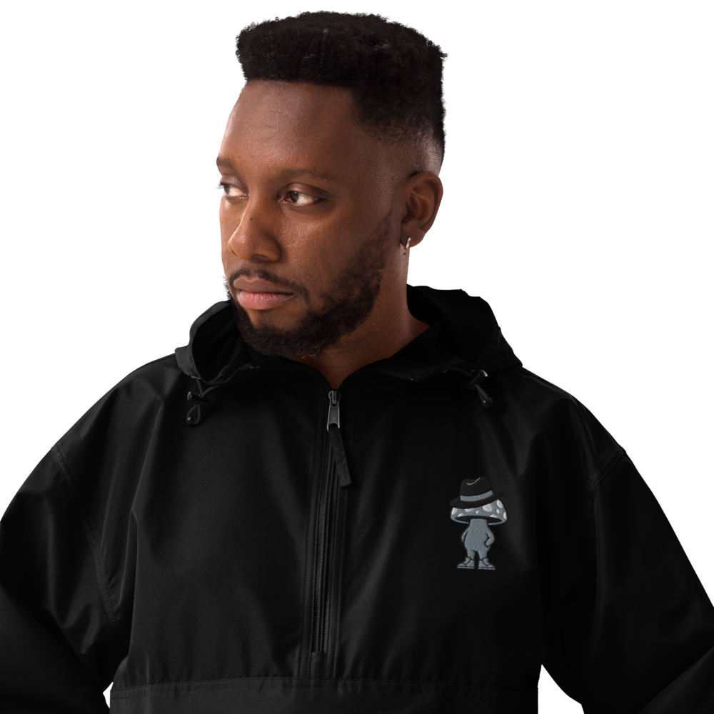 SOVR Mushroom Embroidered Champion Packable Anorak — Black